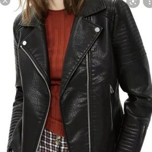 NWOT Topshop black Faux Leather motorcycle jacket Sz 2